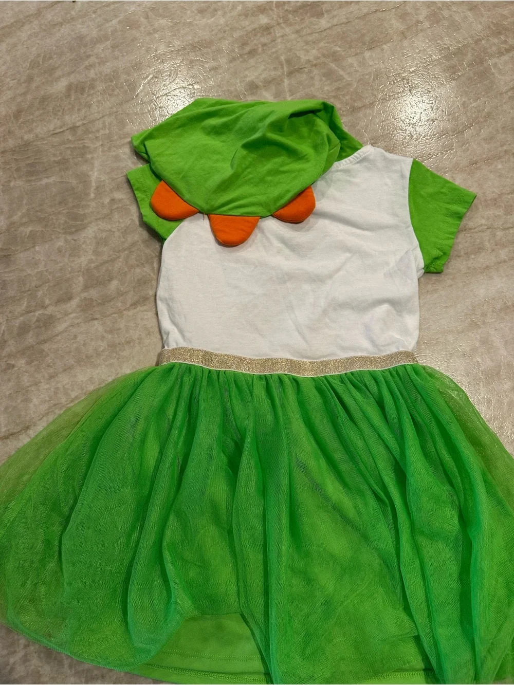 Green yoshi Hooded Tutu Dress for Kids - Yoshi-Inspired Costume small